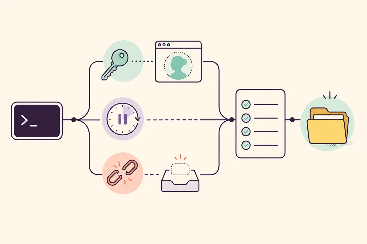 Editorial branching diagram for Reddit authentication, rate-limit, URL, and archive troubleshooting paths